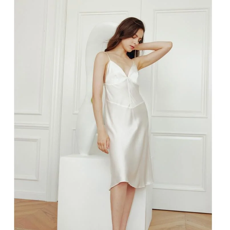 Plain Color Silk Slip Mini Dress