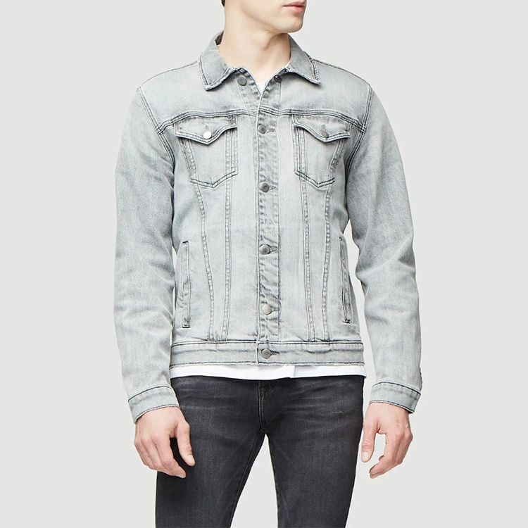 Fashion Slim Fit Grey Men&prime;s Jeans Jackets Denim Coats