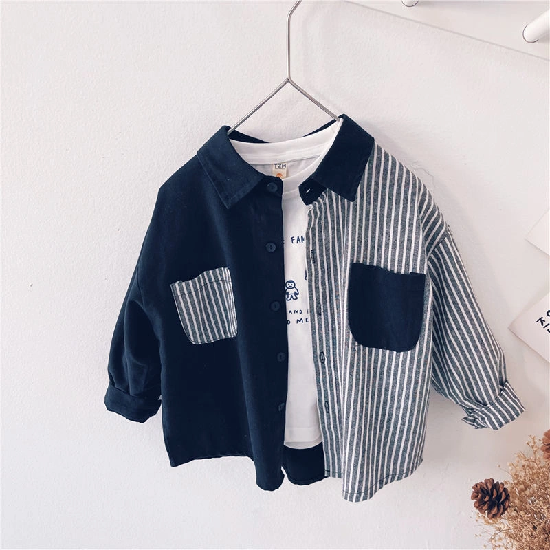Boys Blouses and Shirts Children&prime; S Stripe Top 2022 Spring Autumn Casual White Polo Shirts Teenager School Brand Outerwear Cotton