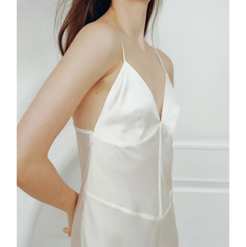 Plain Color Silk Slip Mini Dress