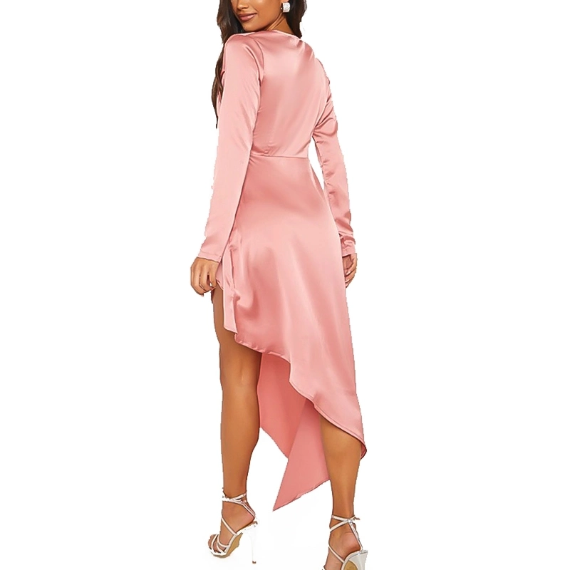 New Arrivals Fashion Design MIDI Summer Long Sleeve Sexy Party Satin Dress