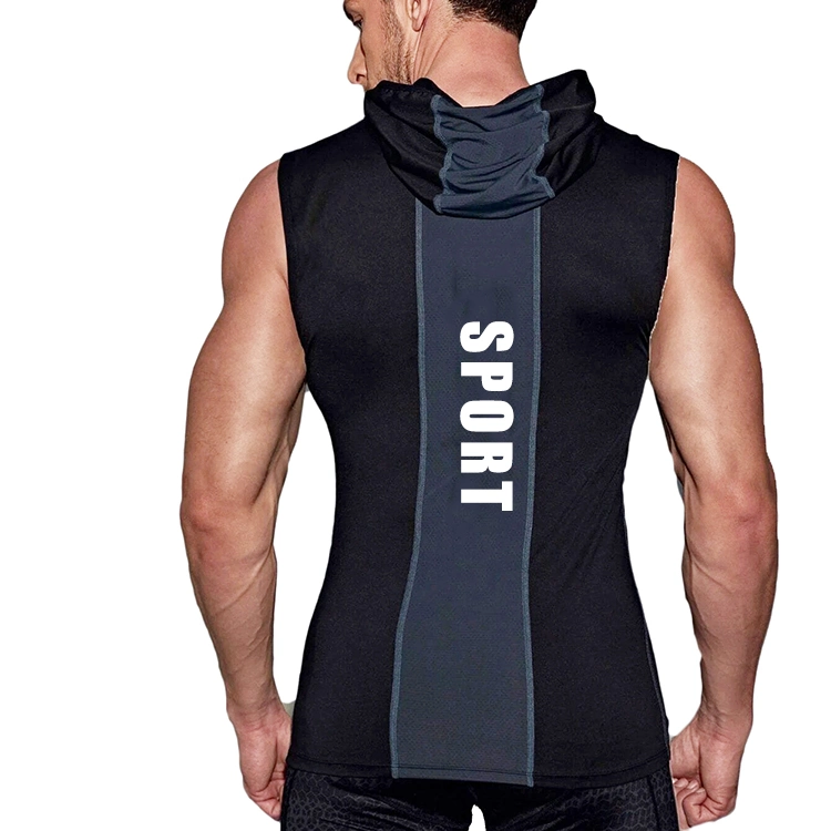 Custom Logo Cotton Sports Gym Wear Athletic Stringer Hooded Tank Top Men Workout