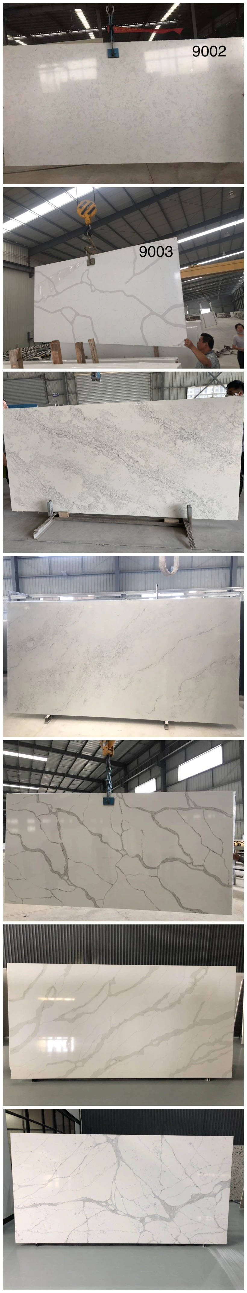 China Factory Quartz Stone Slab Calacatta White Marble Natural Stone Granite Wholesale Solid Surface Customized Kitchen Top Quartz Countertop