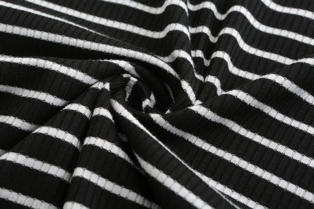 Women Sleeveless Black White Striped Knit Cotton Bodycon Dress