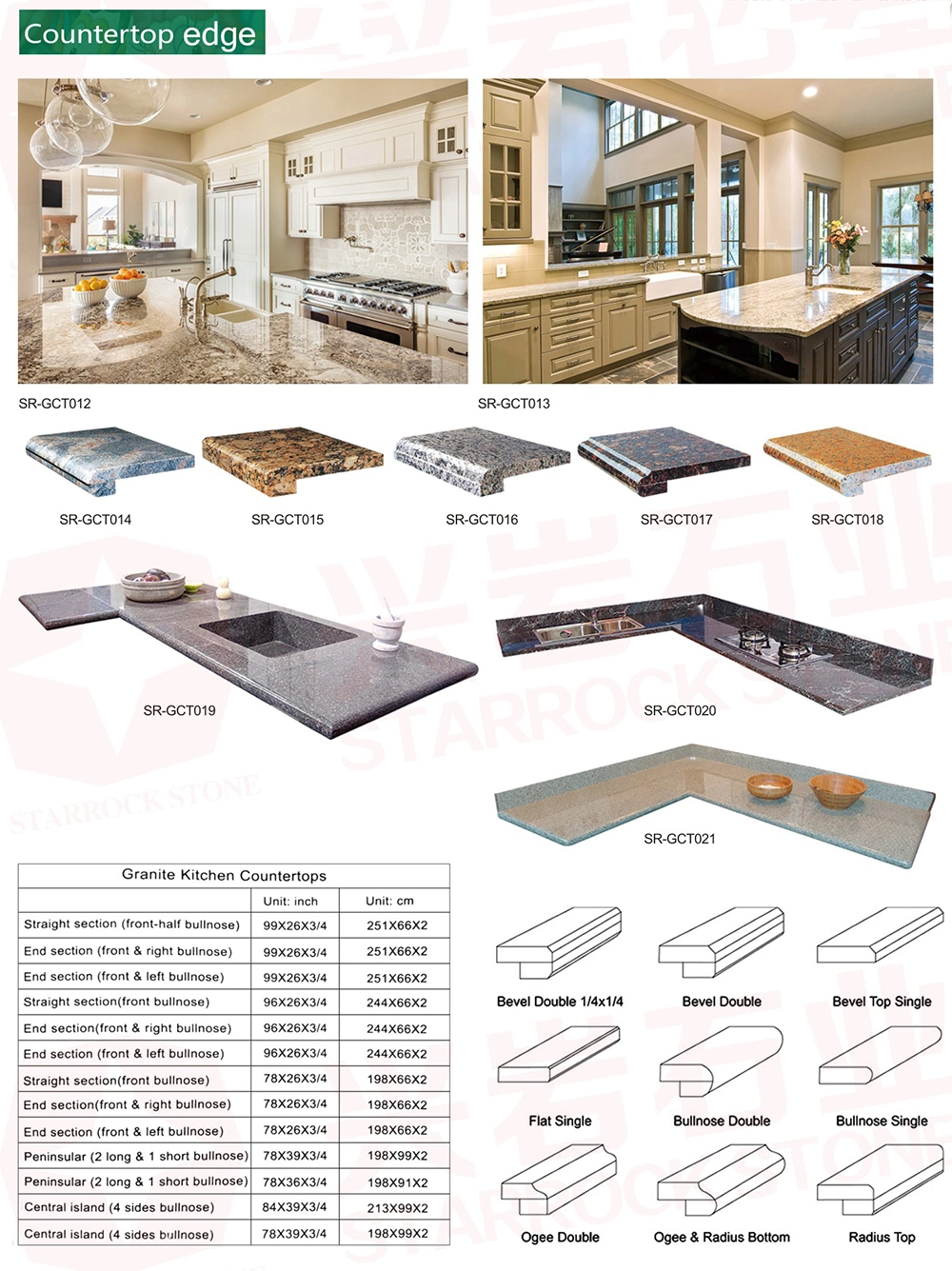 Wholesale Natural Gold Granite Stone Kitchen Work Countertops
