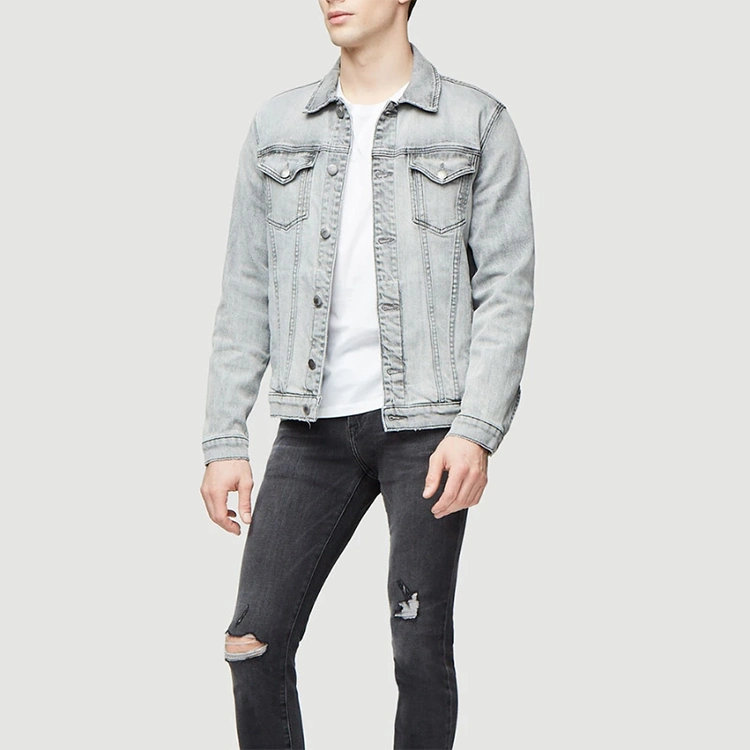 Fashion Slim Fit Grey Men&prime;s Jeans Jackets Denim Coats