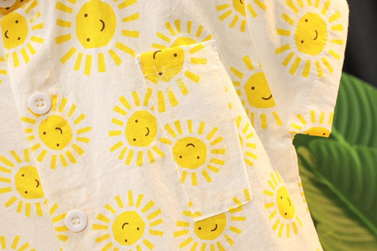 Vocation Wear Baby Kids Boy Blouse Shirt Sun Print Sunny Style Short Sleeve Baby Shirt