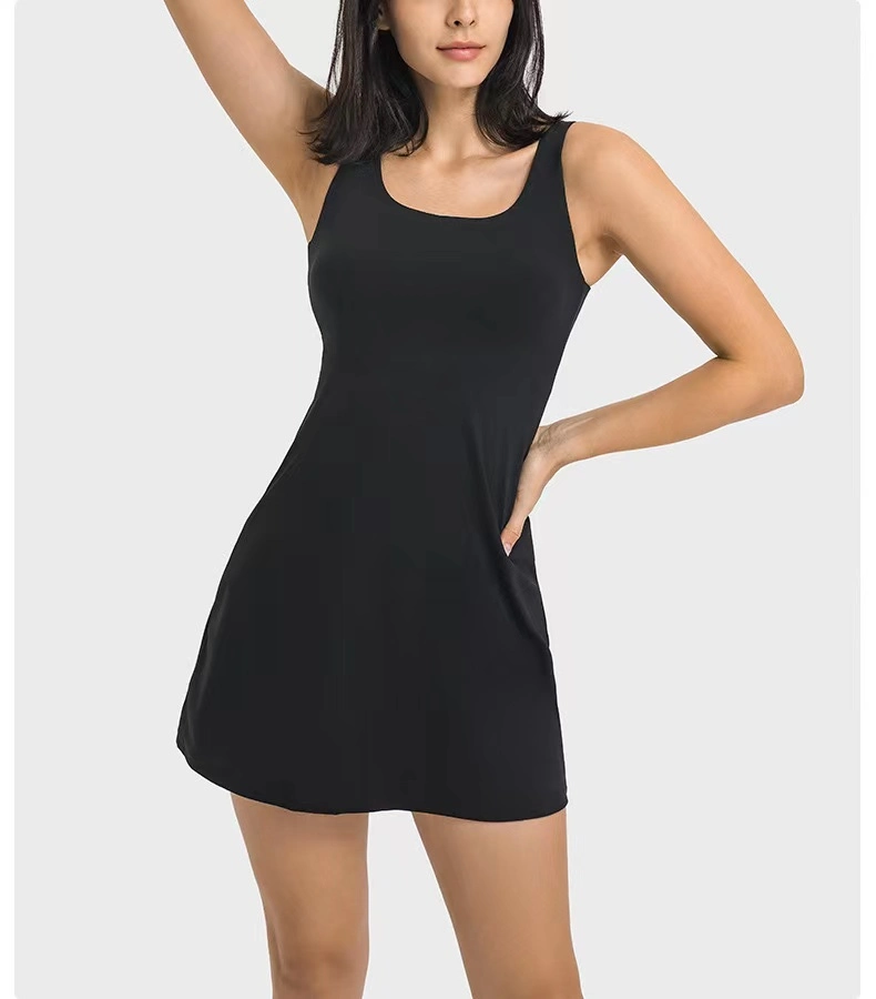 2022 New Coming 2-in-1 Activity Dress Tennis Dress Ladies Plain Mini Golf Dress Gym Fitness Clothing Sports Skirt