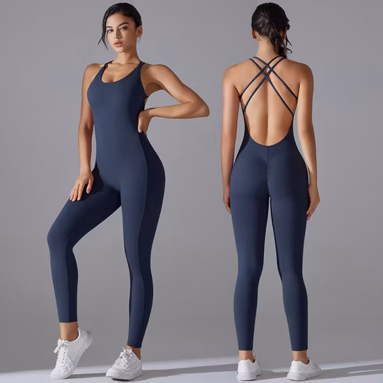 Women Sleeveless V Neck Plus Size Apparel Short Sports Yoga Hasp Closure One Piece Tummy Control Shapewear Active Gym Bodysuit Shapewear