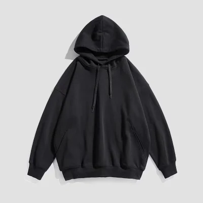 2023 New Men′ S Casual Hoodies Fleece Sweatshirts Male Black Gray Red Hooded Pullovers Solid Color Outerwear