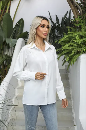 2022 Spring Lapel Single Breasted Mulberry Silk Long Sleeved Cardigan Shirt Vintage Pan Button Silk Blouse