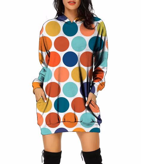 Cheap 2022 Autumn Clothing Fashion 3D Printing Loose Long-Sleeved Dress Sports Wind Hoodie Sweater Dress Women