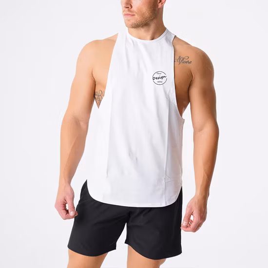 Personalized Print Casual Workout Clothing Singlet Plain Solid Moisture-Wicking Gym Fitness Stringer Tank Top for Men